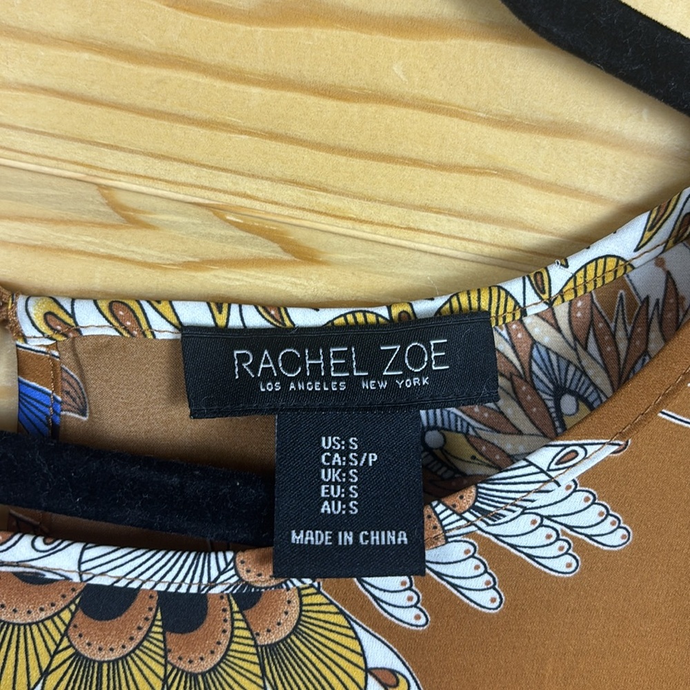 Rachel Zoe Brown Silky Short Sleeve Blouse Top Womens Small - Picture 2 of 4